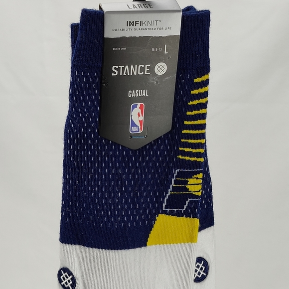 NWT Stance x NBA Indiana Pacers PACERS SHORTCUT 2 Crew Socks Size L 9-13 - Picture 2 of 10